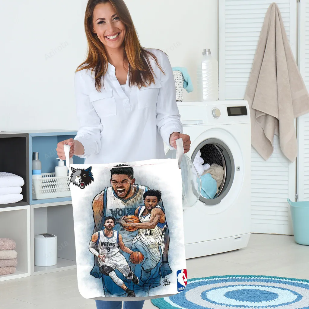 Minnesota Timberwolves Players v41 Gift For Fan 3D Foldable Laundry Basket