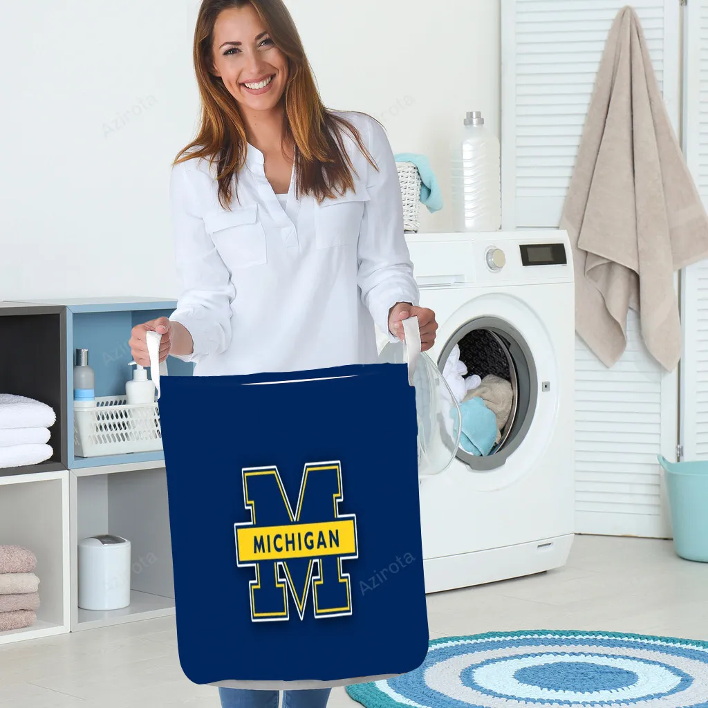 Michigan Wolverines Blue TA7 Gift For Fan 3D Full Printing Laundry Basket