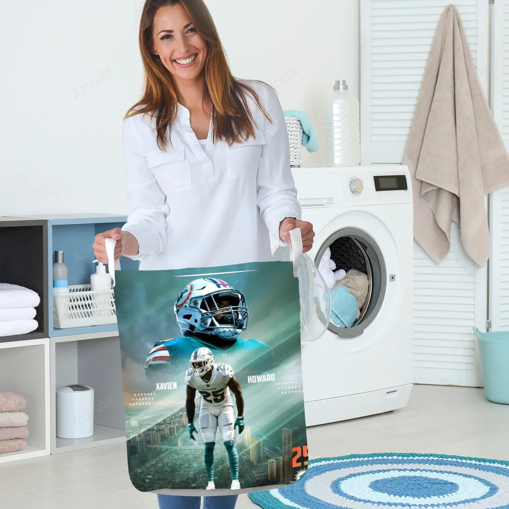 Miami Dolphins Xavien Howard4 Gift For Fan 3D Foldable Laundry Basket
