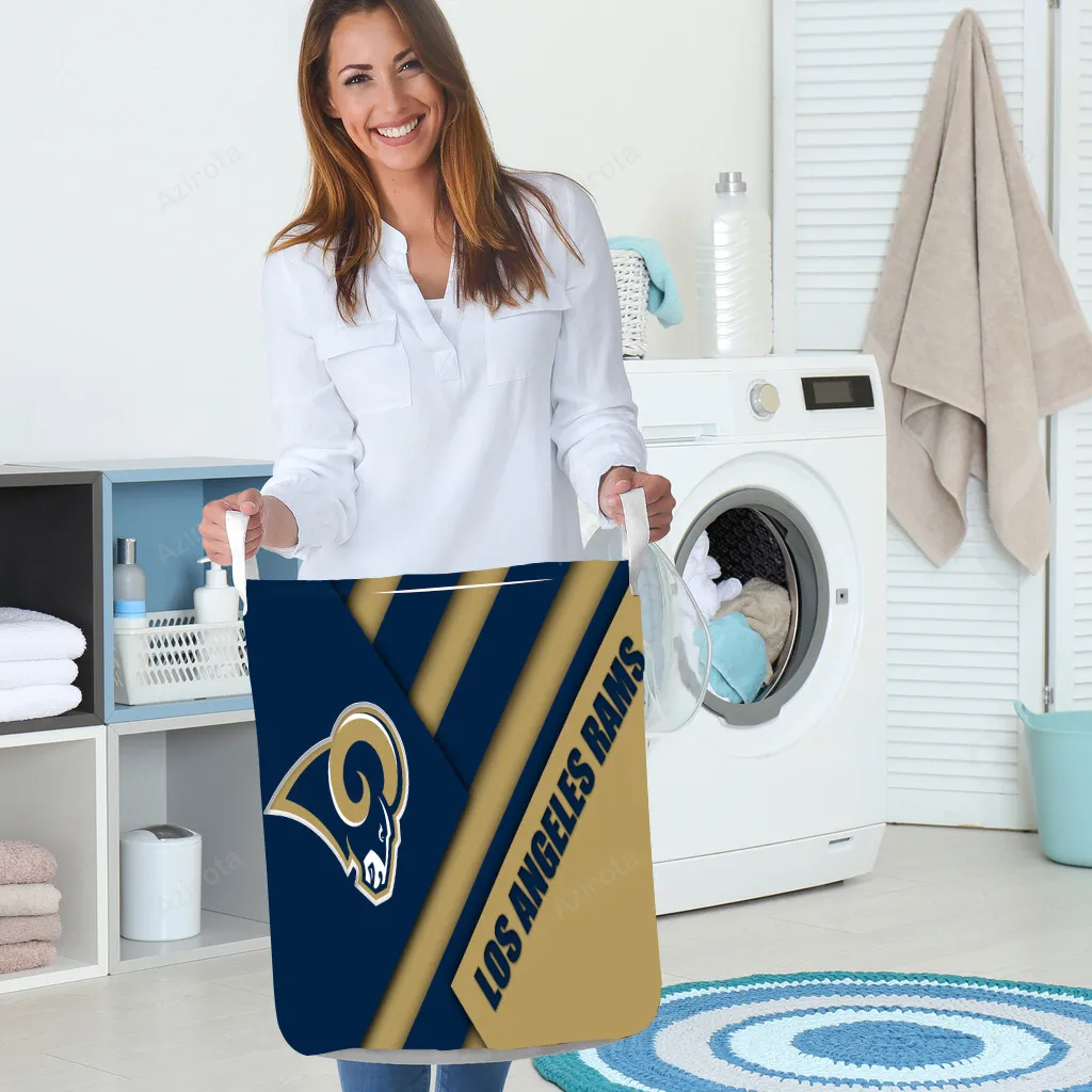 Los Angeles Rams Name Yellow Navy Gift For Fan 3D Foldable Laundry Basket