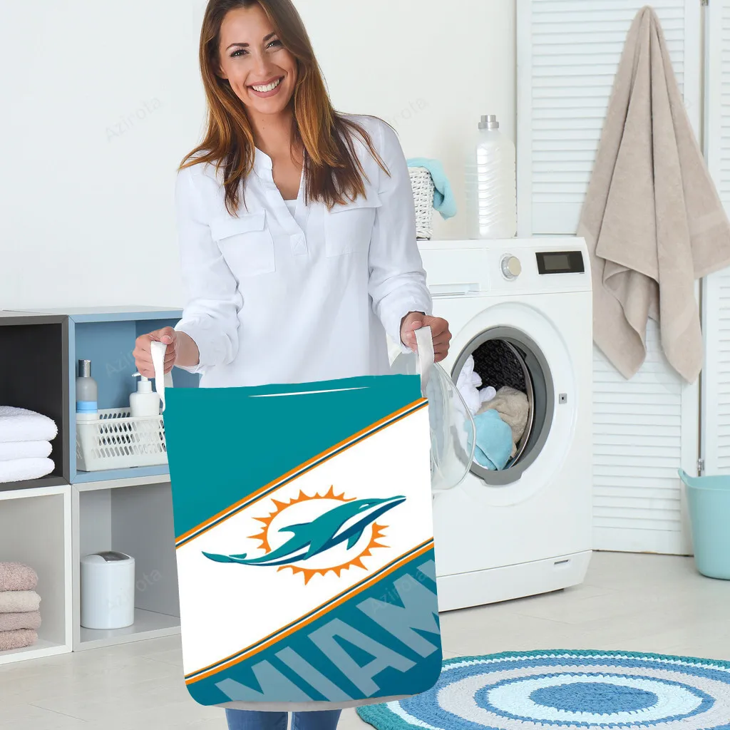 Miami Dolphins Logo 2 Gift For Fan 3D Foldable Laundry Basket