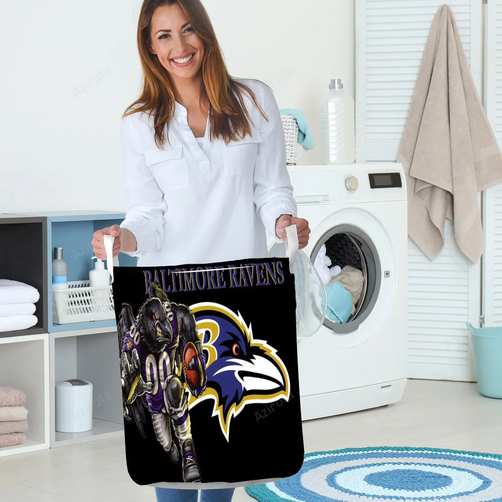 Baltimore Ravens Mascot2 Gift For Fan 3D Foldable Laundry Basket