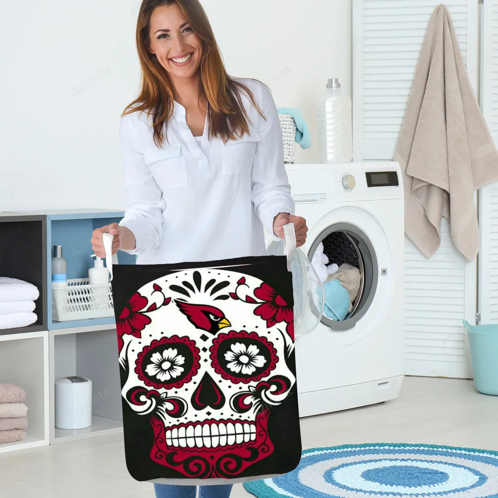 Arizona Cardinals Sugar Skull v1 Gift For Fan 3D Foldable Laundry Basket