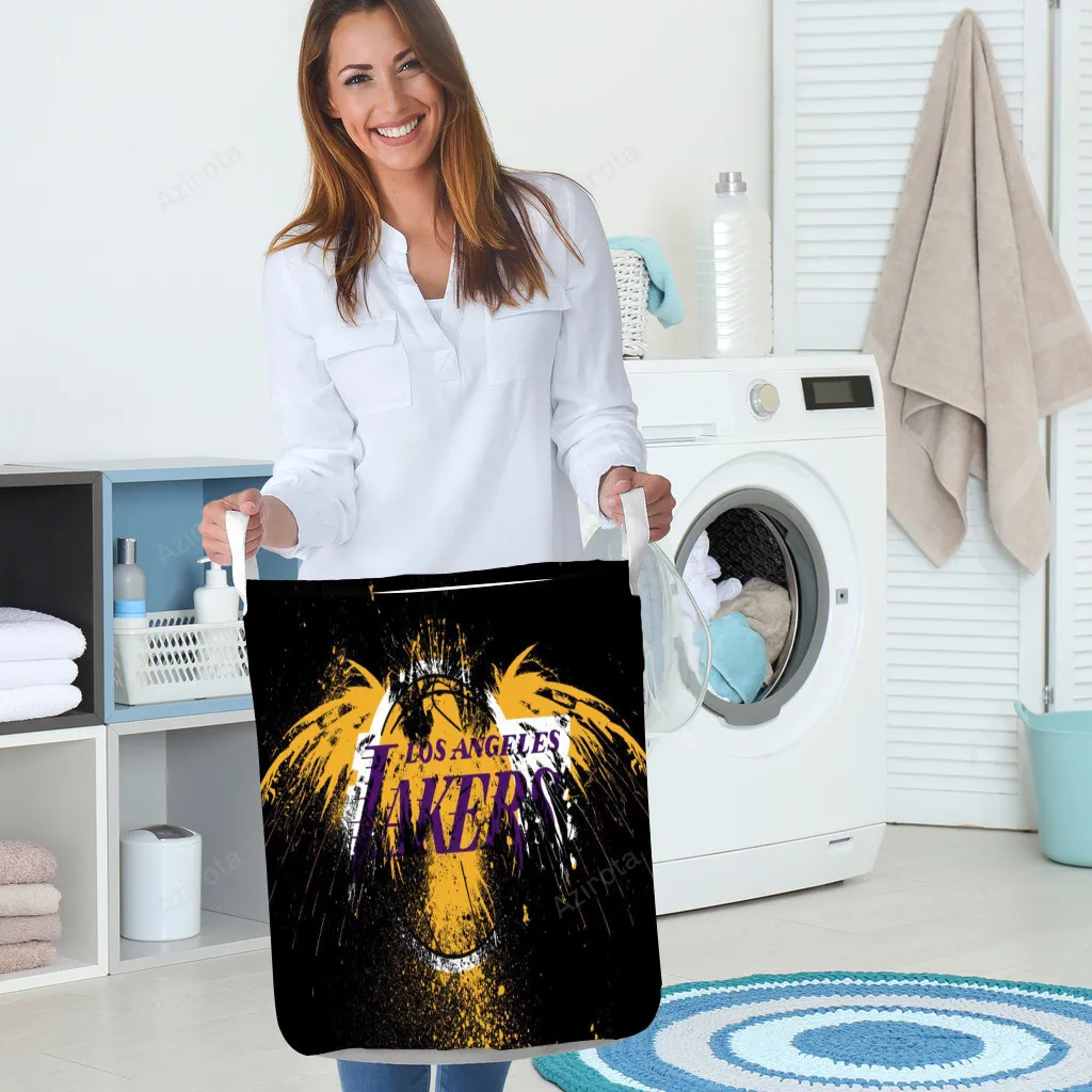 Los Angeles Lakers Painting v55 Gift For Fan 3D Foldable Laundry Basket