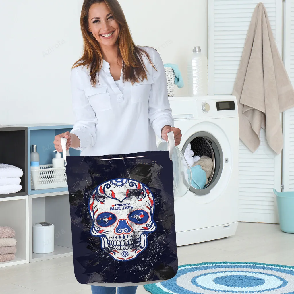 Toronto Blue Jays Russell Skull Purple Gift For Fan 3D Foldable Laundry Basket
