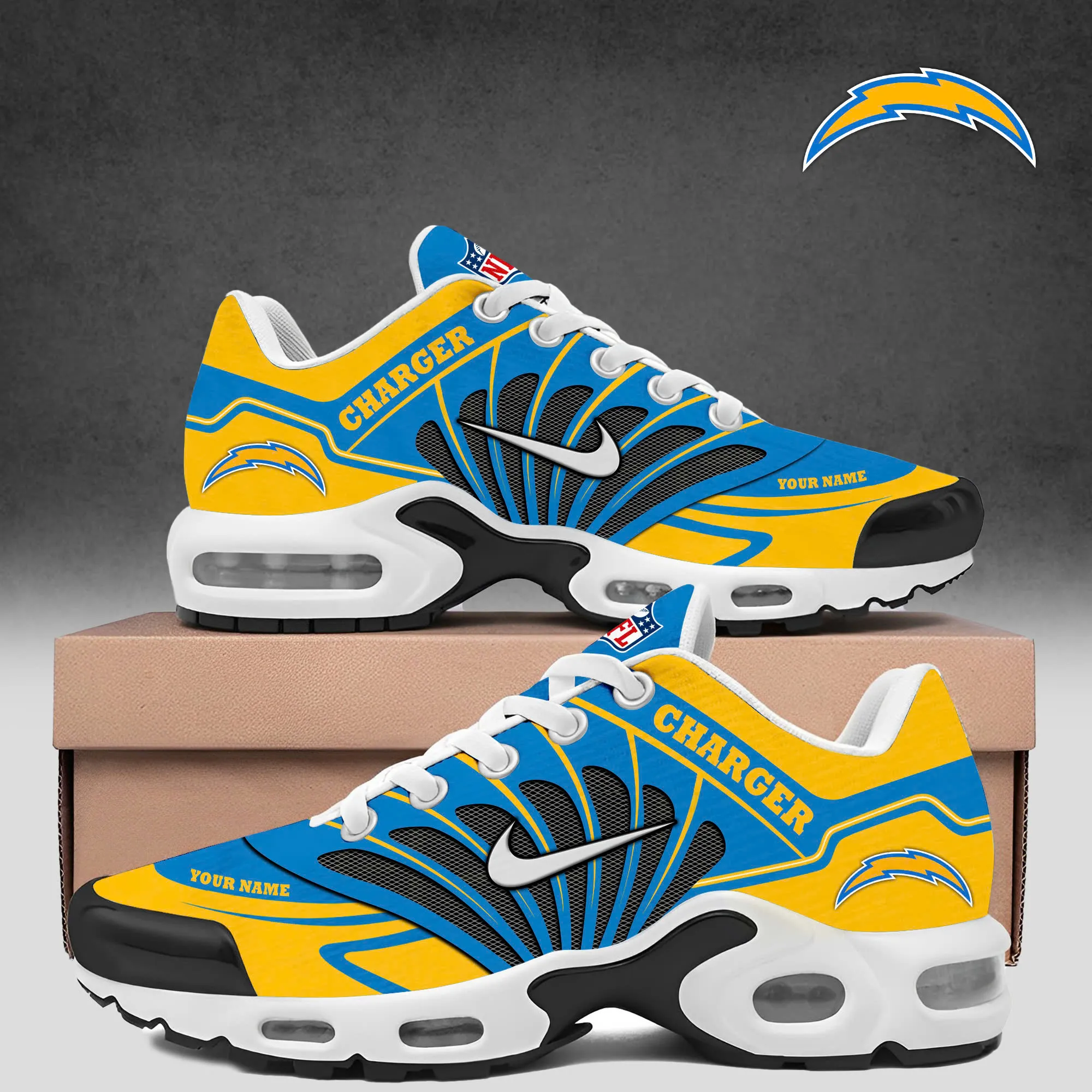 NFL Los Angeles Chargers Team Mix Colors Sport Team TN Air Max Shoes Air Cushion Sneakers 320LV-2197