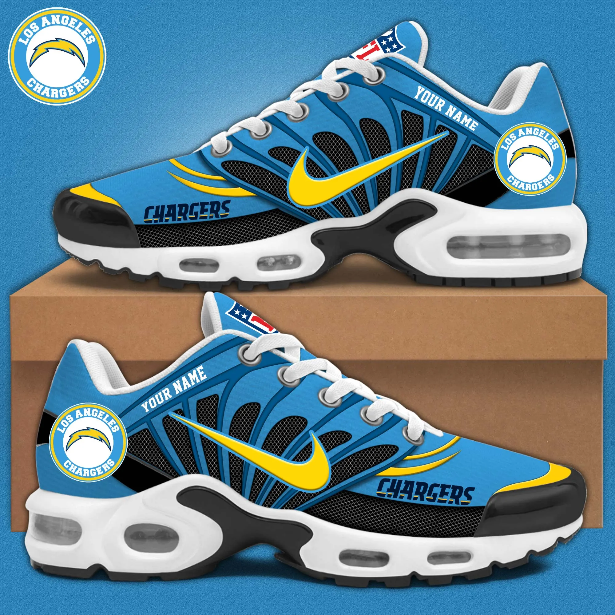 NFL Los Angeles Chargers Team Mix Colors Sport Team TN Air Max Shoes Air Cushion Sneakers 456YH-3793