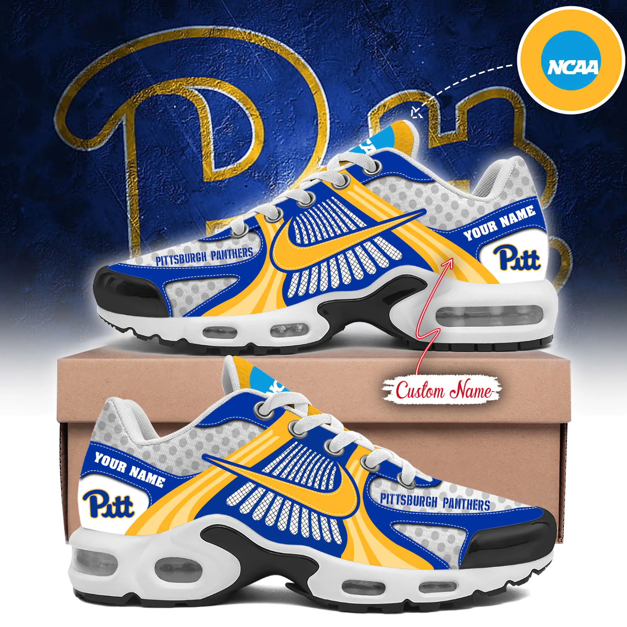 NCAA Pittsburgh Panthers Team Mix Colors Sport Team TN Air Max Shoes Air Cushion Sneakers 713IW-1347