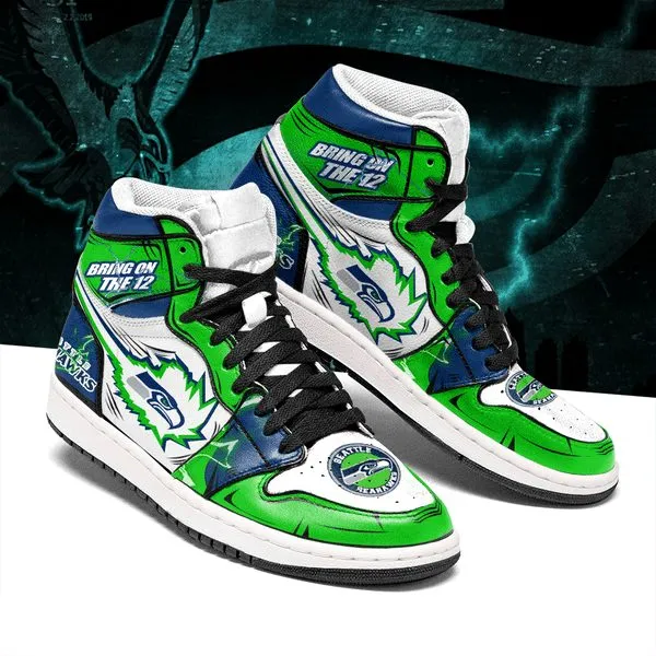 NFL Seattle Seahawks NFL Air Jordan 1 AJ1 High Sneakers Shoes For Men And Women 210YU-4863