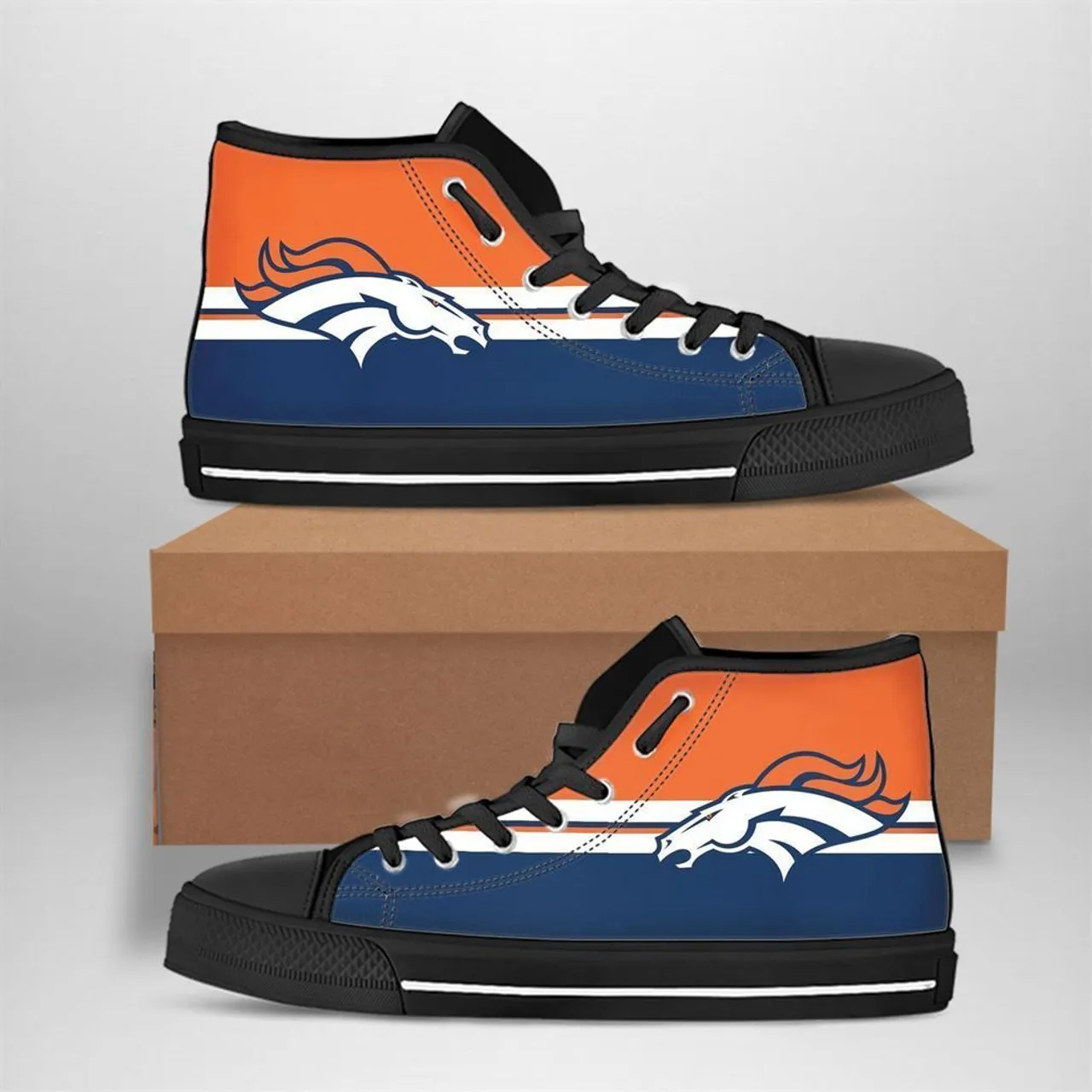 NFL Denver Broncos High Top Canvas Sneakers Shoes For Men And Women 162PP-1223 Image