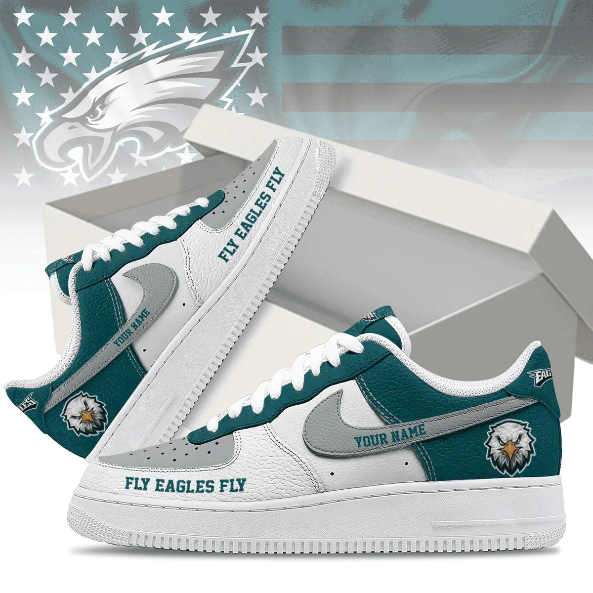 NFL Philadelphia Eagles Sport Team Air Force 1 AF1 Sneakers Shoes For Men And Women 531RU-6554
