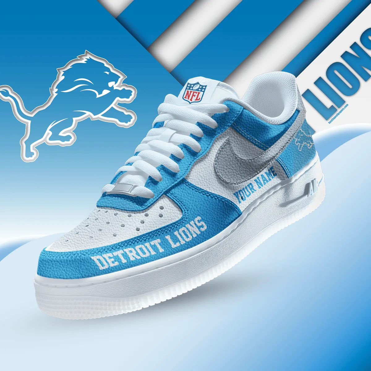 NFL Detroit Lions Sport Team Air Force 1 AF1 Sneakers Shoes For Men And Women 130BD-2359
