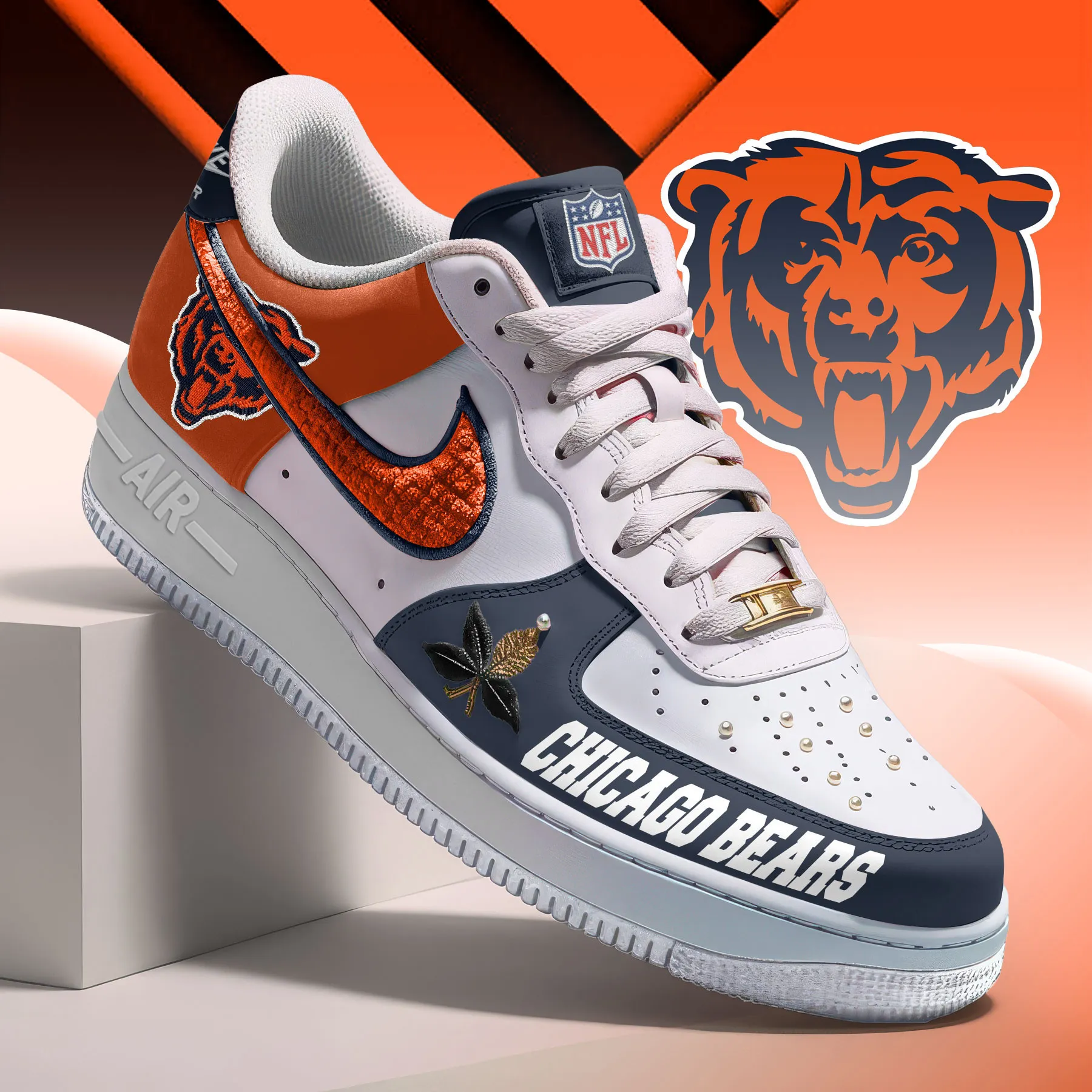 NFL Chicago Bears Sport Team Air Force 1 AF1 Sneakers Shoes For Men And Women 971EU-6306