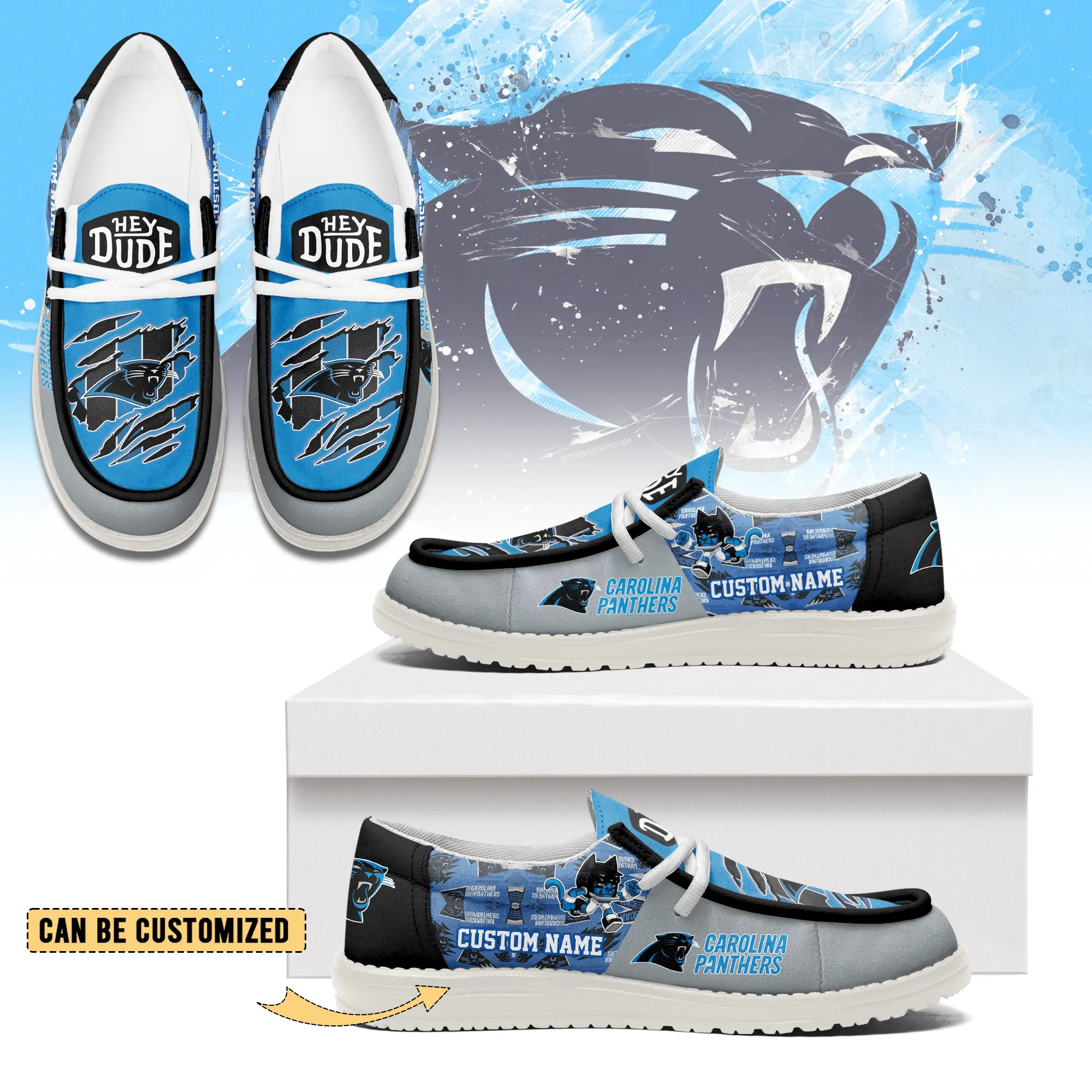 NFL Carolina Panthers Personalized Hey Dude Shoes For Men And Women 196DD-2731