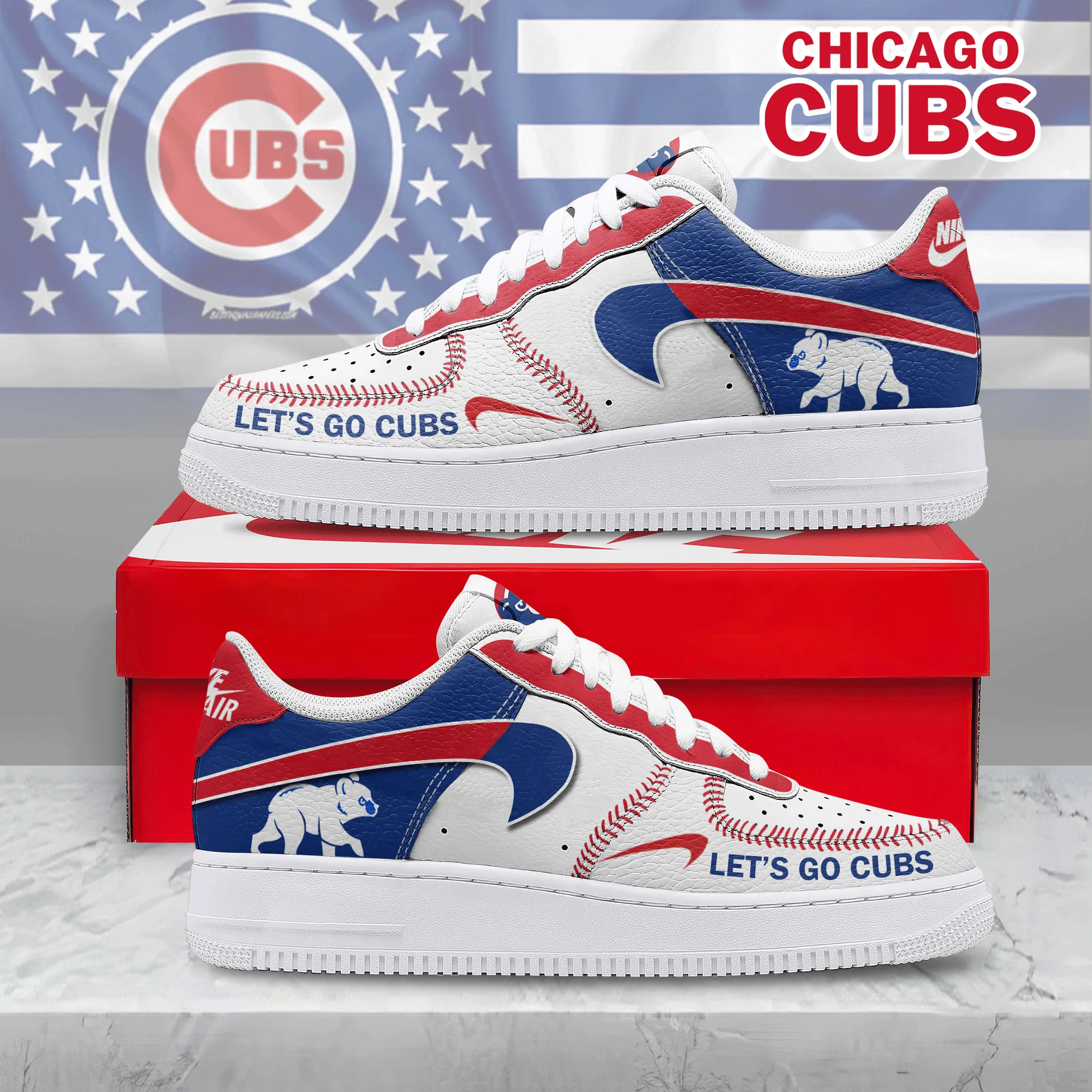 MLB Chicago Cubs Sport Team Air Force 1 AF1 Sneakers Shoes For Men And Women 627QC-8156