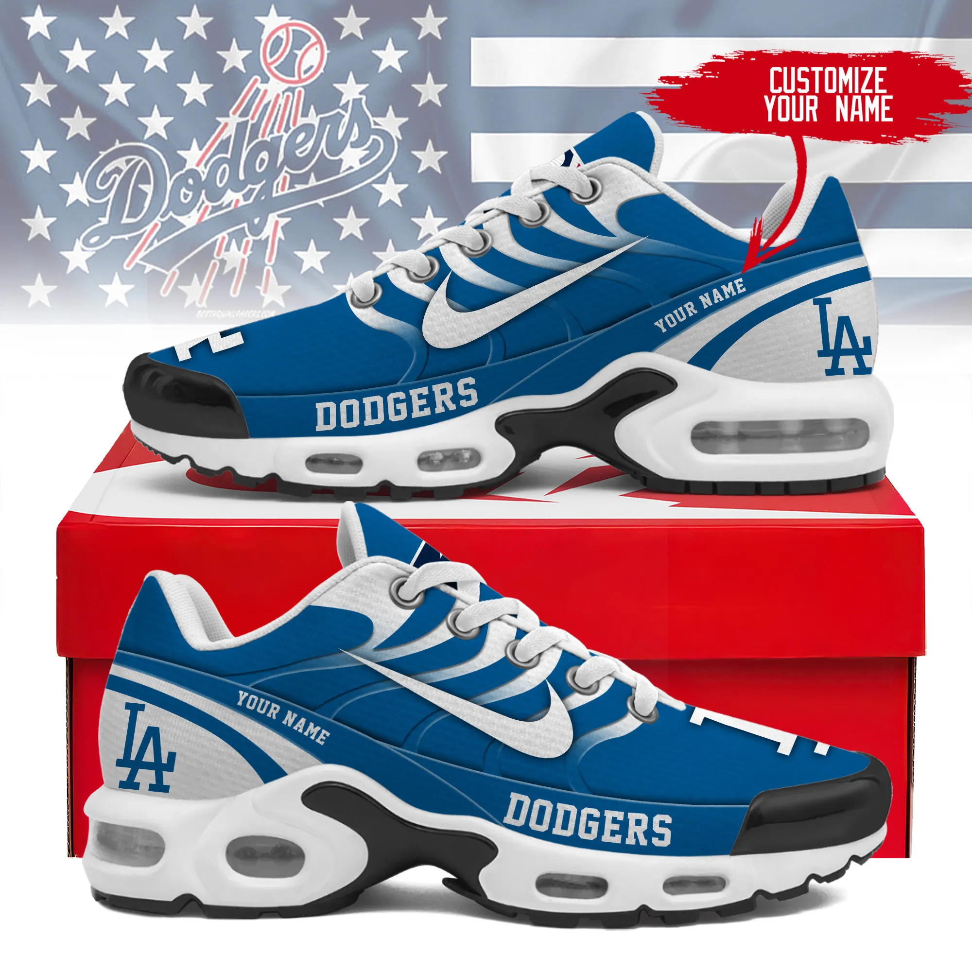 MLB Los Angeles Dodgers Team Mix Colors Sport Team TN Air Max Shoes Air Cushion Sneakers 192XI-4583