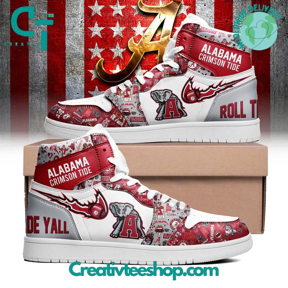 NCAA Alabama Crimson Tide Air Jordan 1 AJ1 High Sneakers Shoes For Men And Women 447MC-5306