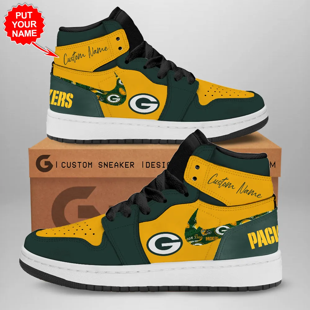 NFL Green Bay Packers Air Jordan 1 AJ1 High Sneakers Shoes For Men And Women 861XN-2751