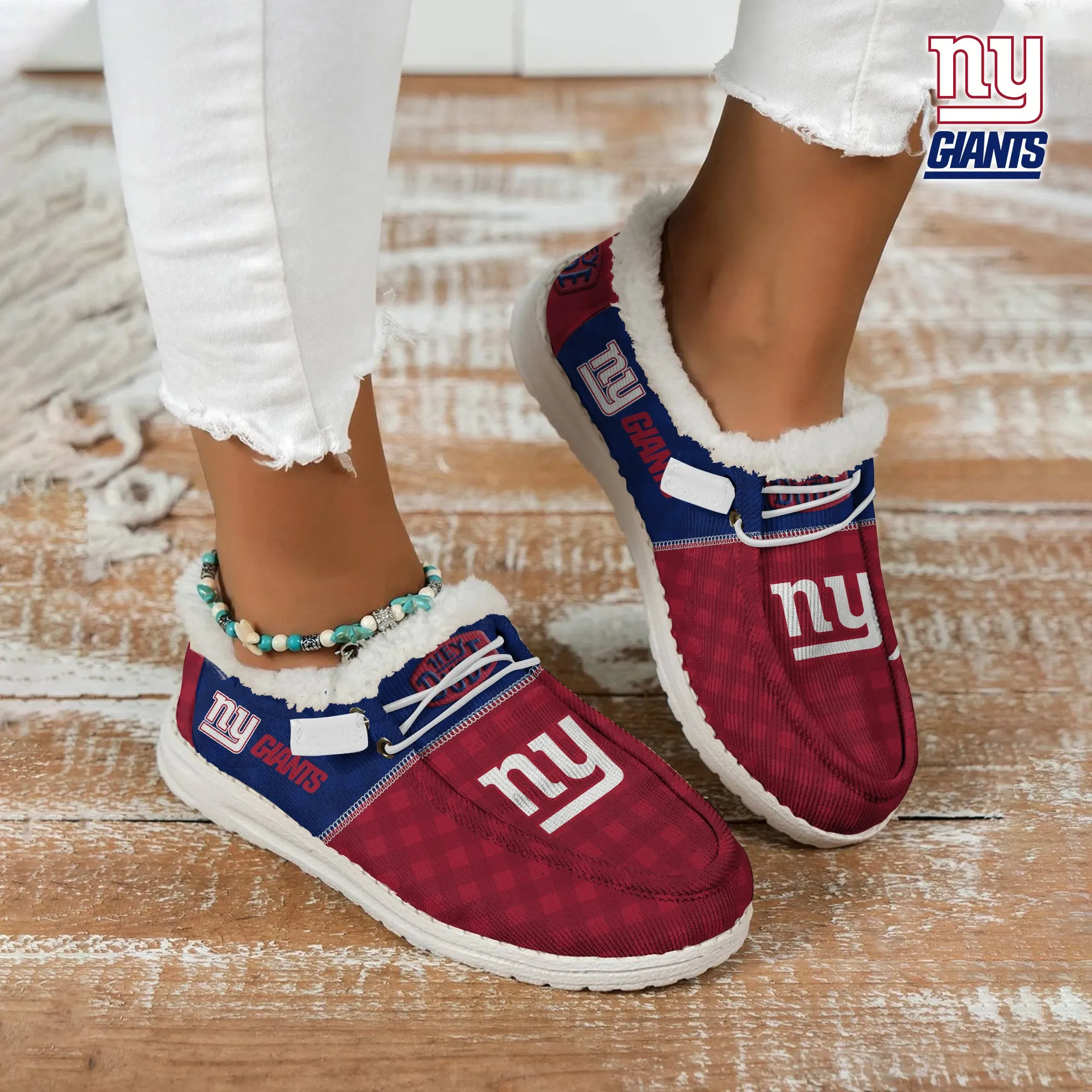 NFL New York Giants Personalized Hey Dude With Warm Fur Lining Shoes For Men And Women 581QZ-1679