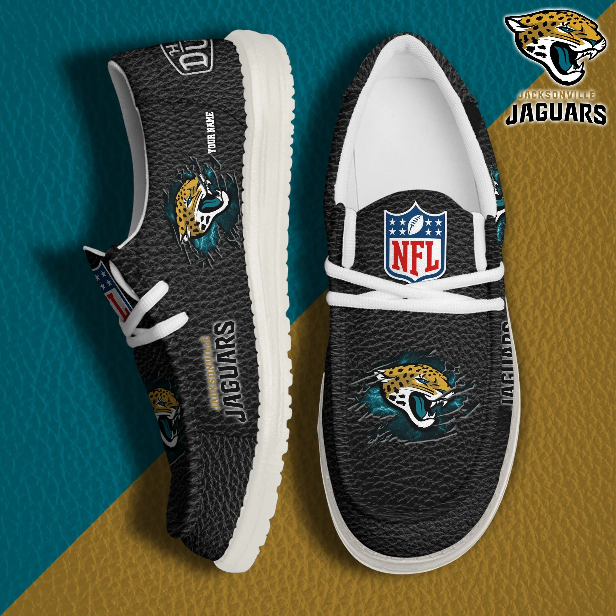 NFL Jacksonville Jaguars Personalized Hey Dude Shoes For Men And Women 964EP-3691