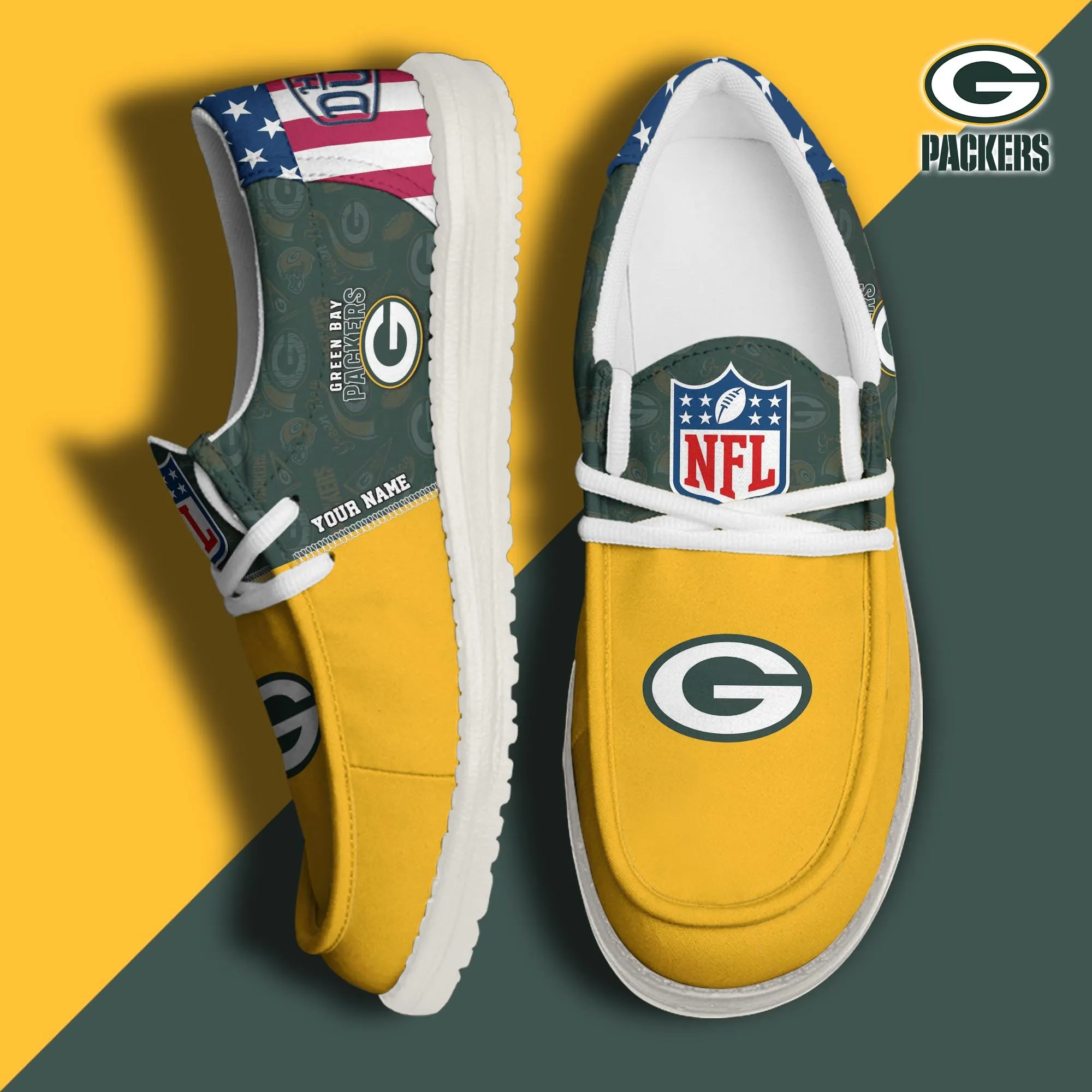 NFL Green Bay Packers Personalized Hey Dude Shoes For Men And Women 251IO-6056