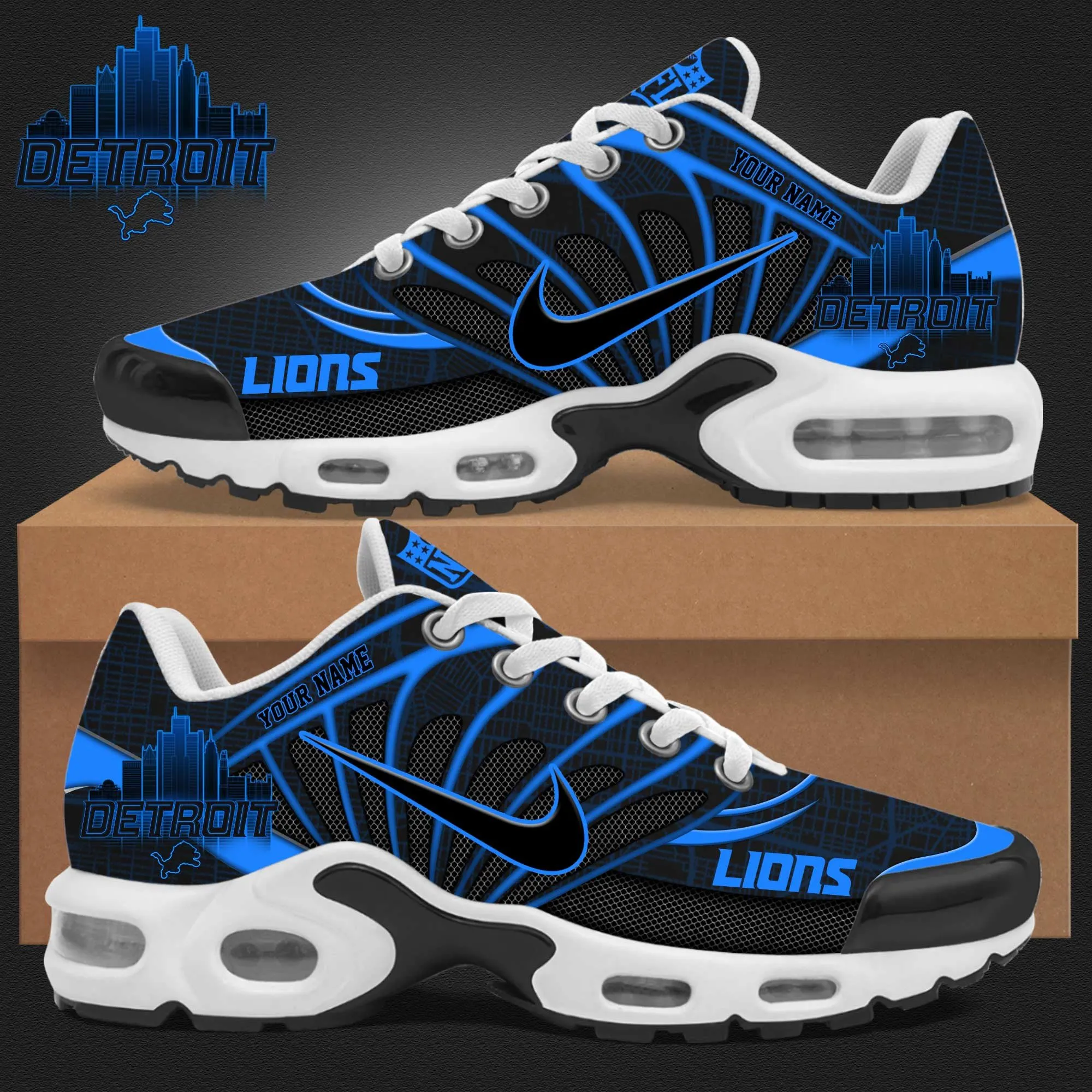 NFL Detroit Lions Team Mix Colors Sport Team TN Air Max Shoes Air Cushion Sneakers 647ZE-7232
