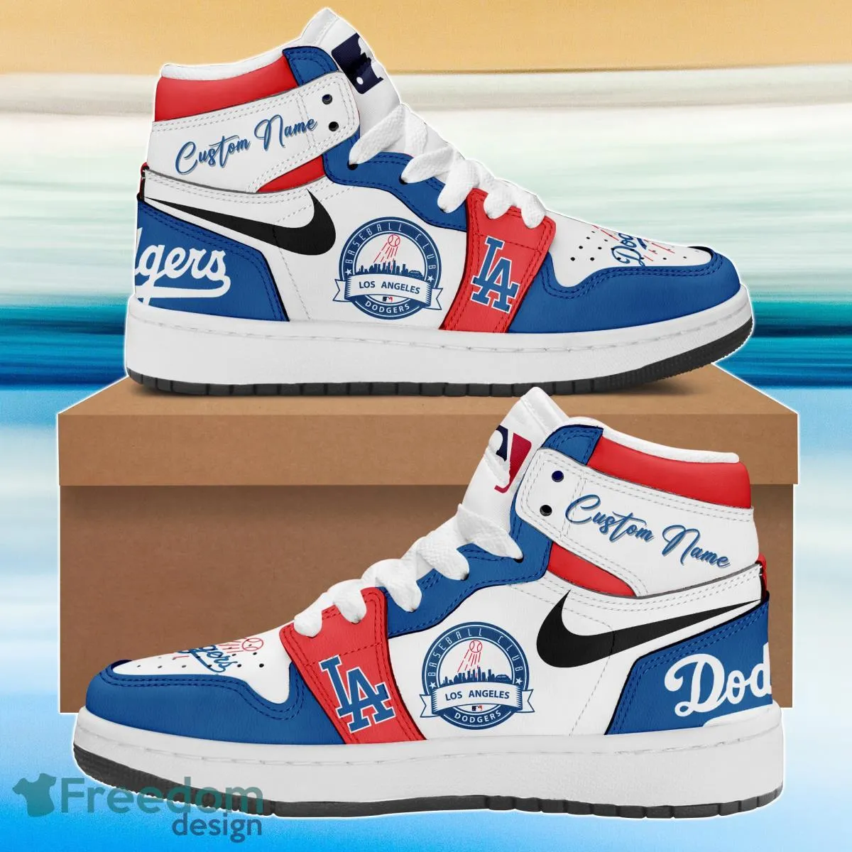 MLB Los Angeles Dodgers Air Jordan 1 AJ1 High Sneakers Shoes For Men And Women 251TV-4577