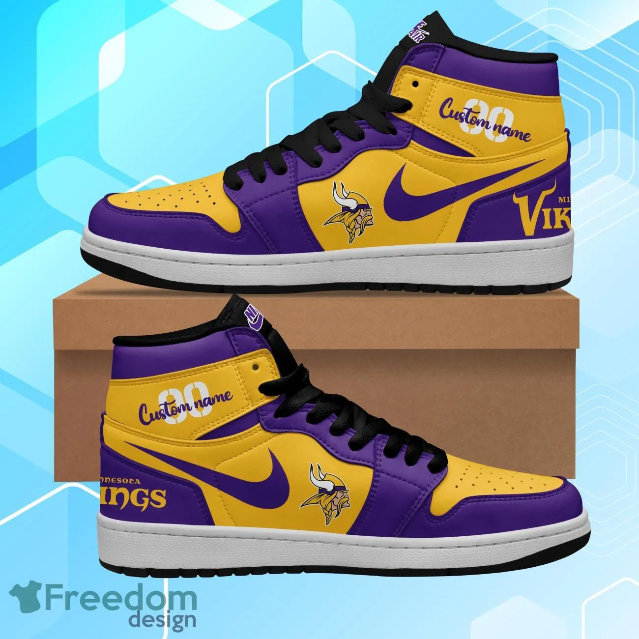 NFL Minnesota Vikings Air Jordan 1 AJ1 High Sneakers Shoes For Men And Women 978PB-3612