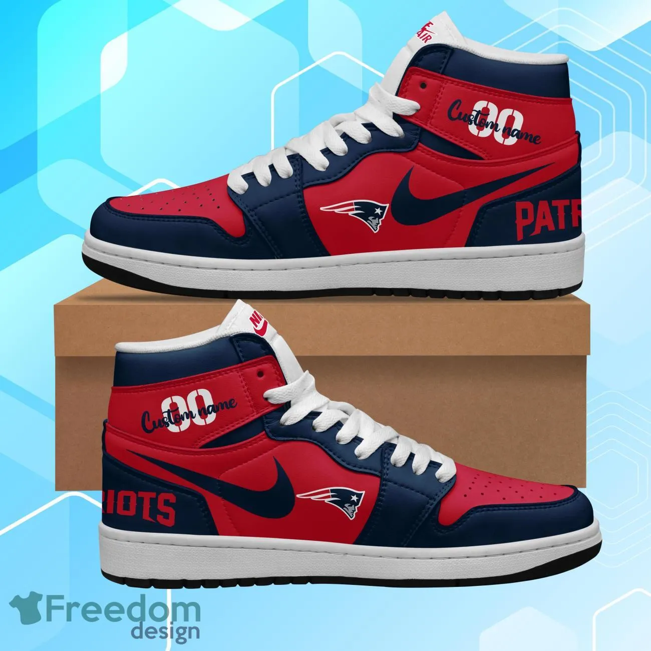 NFL New England Patriots Air Jordan 1 AJ1 High Sneakers Shoes For Men And Women 201YW-3081