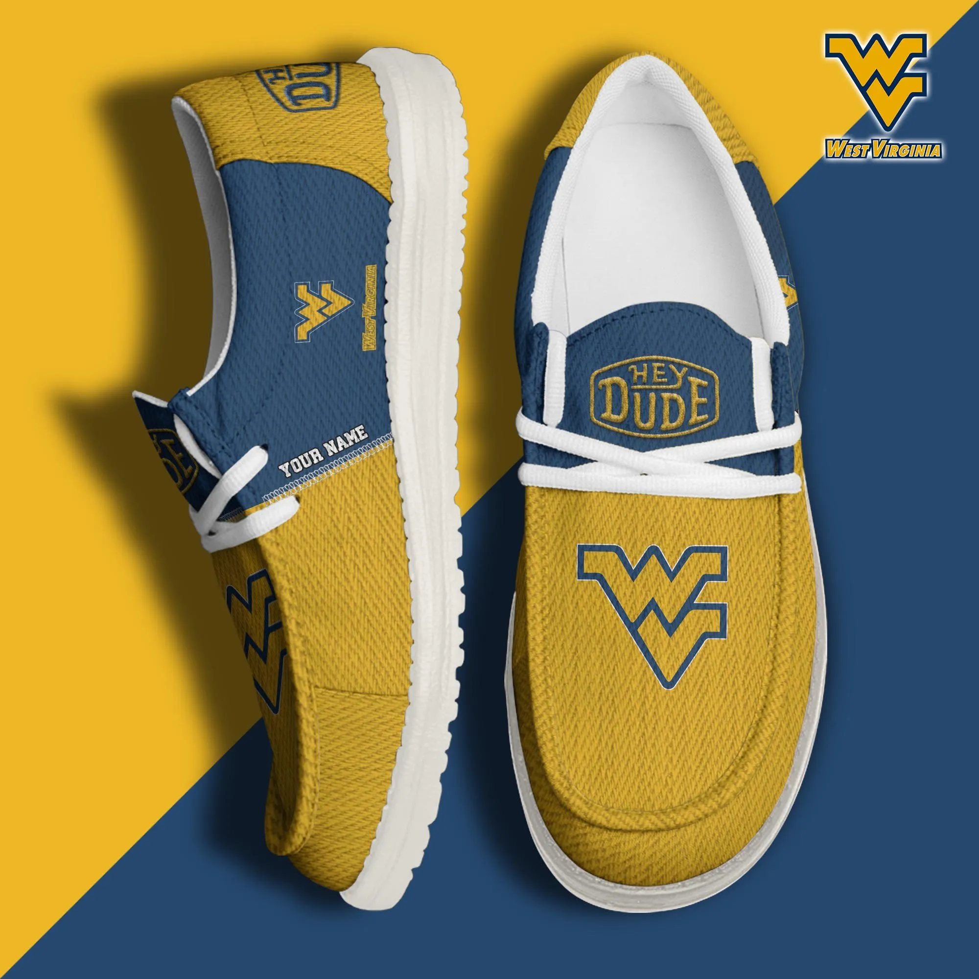 NCAA West Virginia Mountaineers Personalized Hey Dude Shoes For Men And Women 572QM-7338