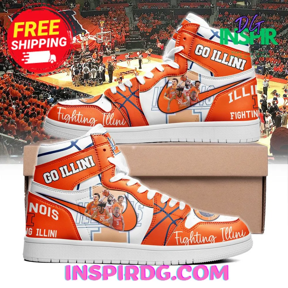 NCAA Illinois Fighting Illini Air Jordan 1 AJ1 High Sneakers Shoes For Men And Women 389BB-6208