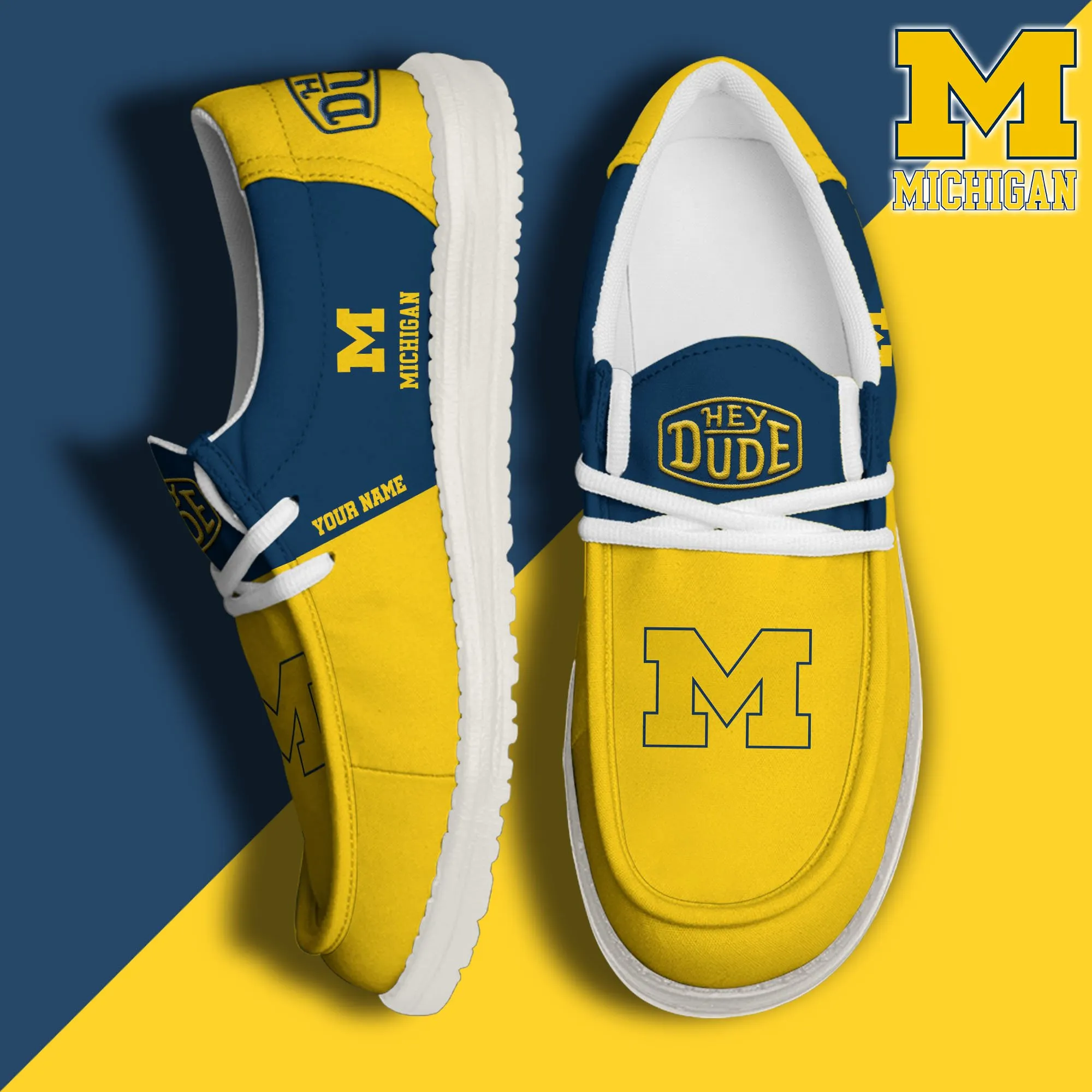 NCAA Michigan Wolverines Personalized Hey Dude Shoes For Men And Women 331PG-3768