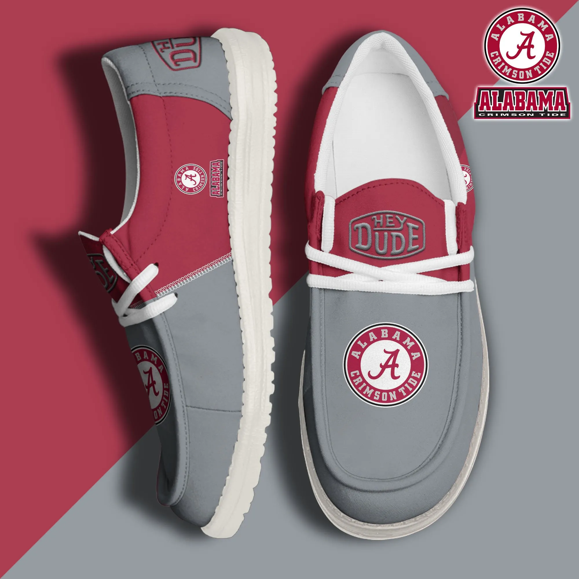 NCAA Alabama Crimson Tide Personalized Hey Dude Shoes For Men And Women 565VK-4079