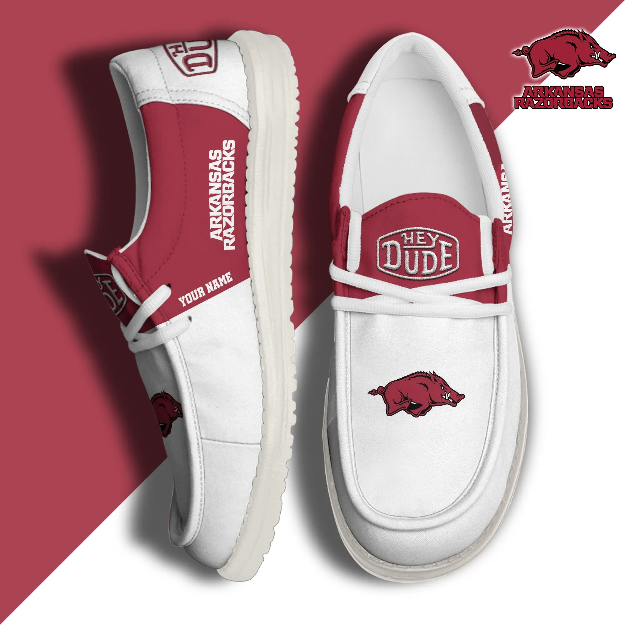 NCAA Arkansas Razorbacks Personalized Hey Dude Shoes For Men And Women 623SF-7971
