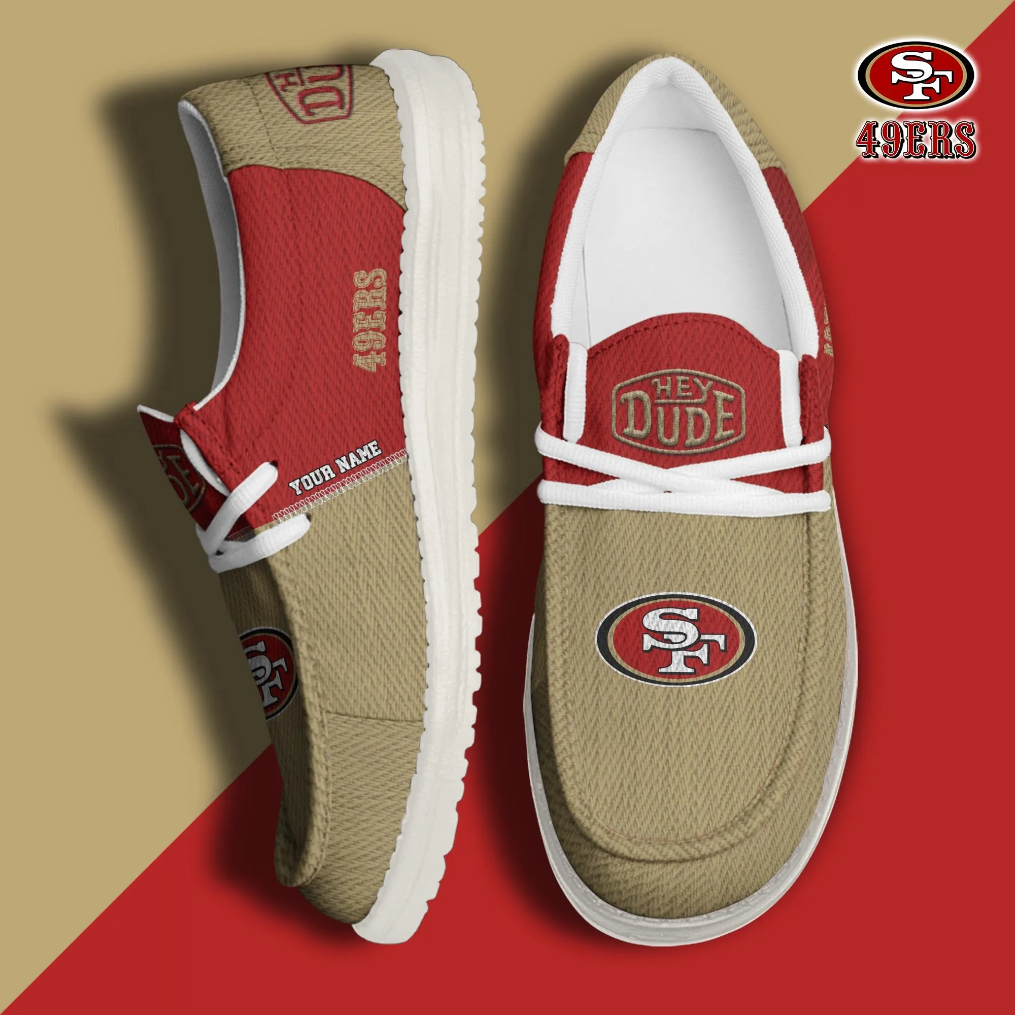NFL San Francisco 49ers Personalized Hey Dude Shoes For Men And Women 972JG-2029