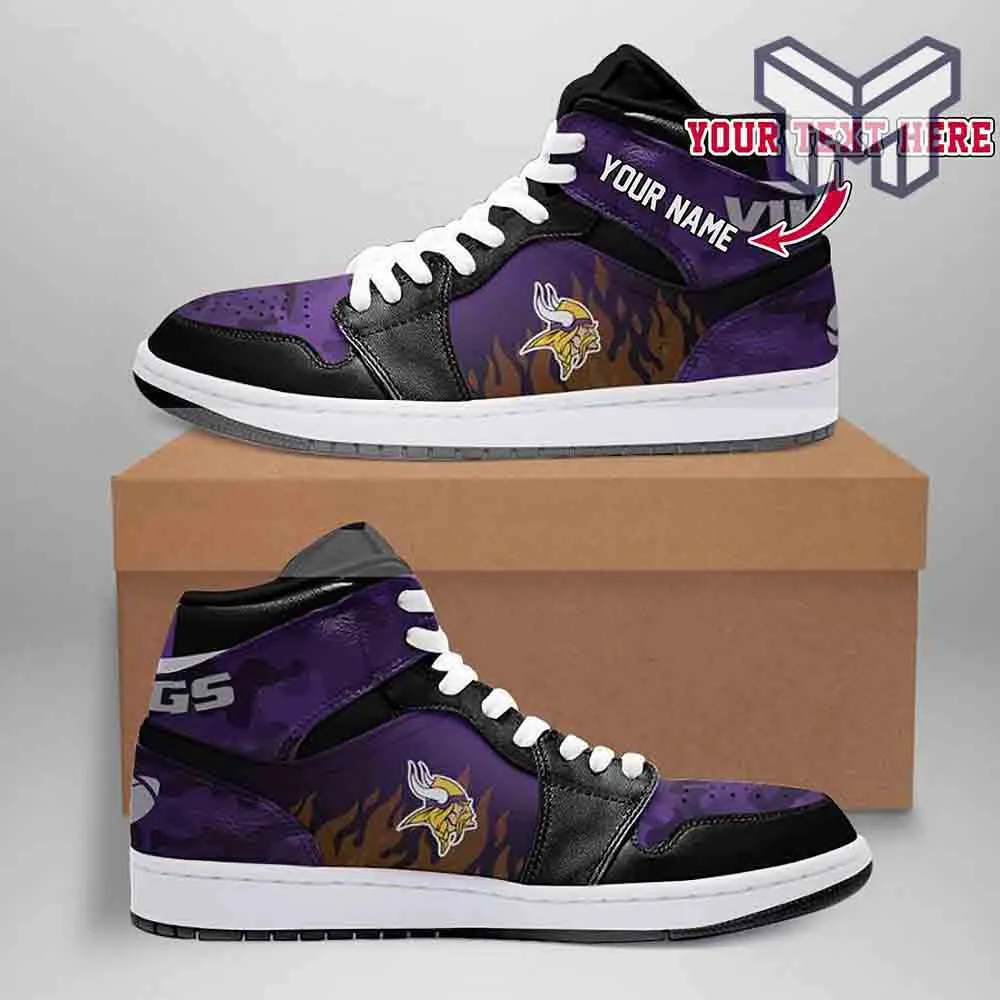 NFL Minnesota Vikings Air Jordan 1 AJ1 High Sneakers Shoes For Men And Women 445OU-3382