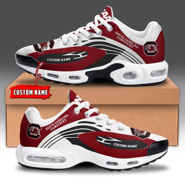 South Carolina Gamecocks Personalized Name Team Logo Mix Colors Wave Line Shoes Air Cushion Sneakers Image