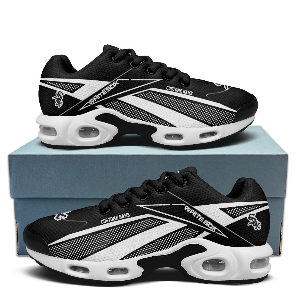 Chicago White Sox Personalized Name Team Colors Supersonic Line Pattern Shoes Air Cushion Sneakers Image