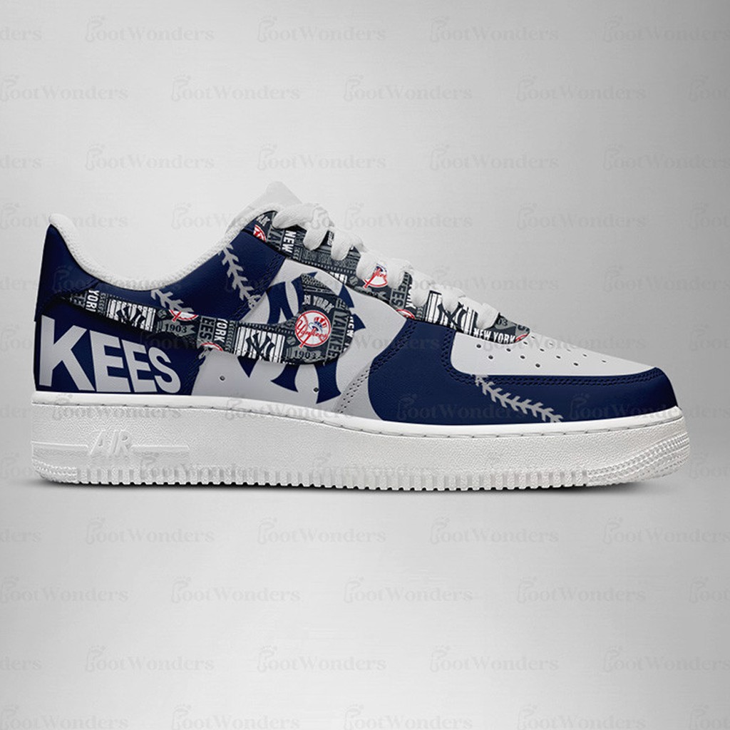 New York Yankees Major League Baseball Version 2026 Graphic Air Force 1 Shoes Sneakers For Baseball Fans Gallery Image