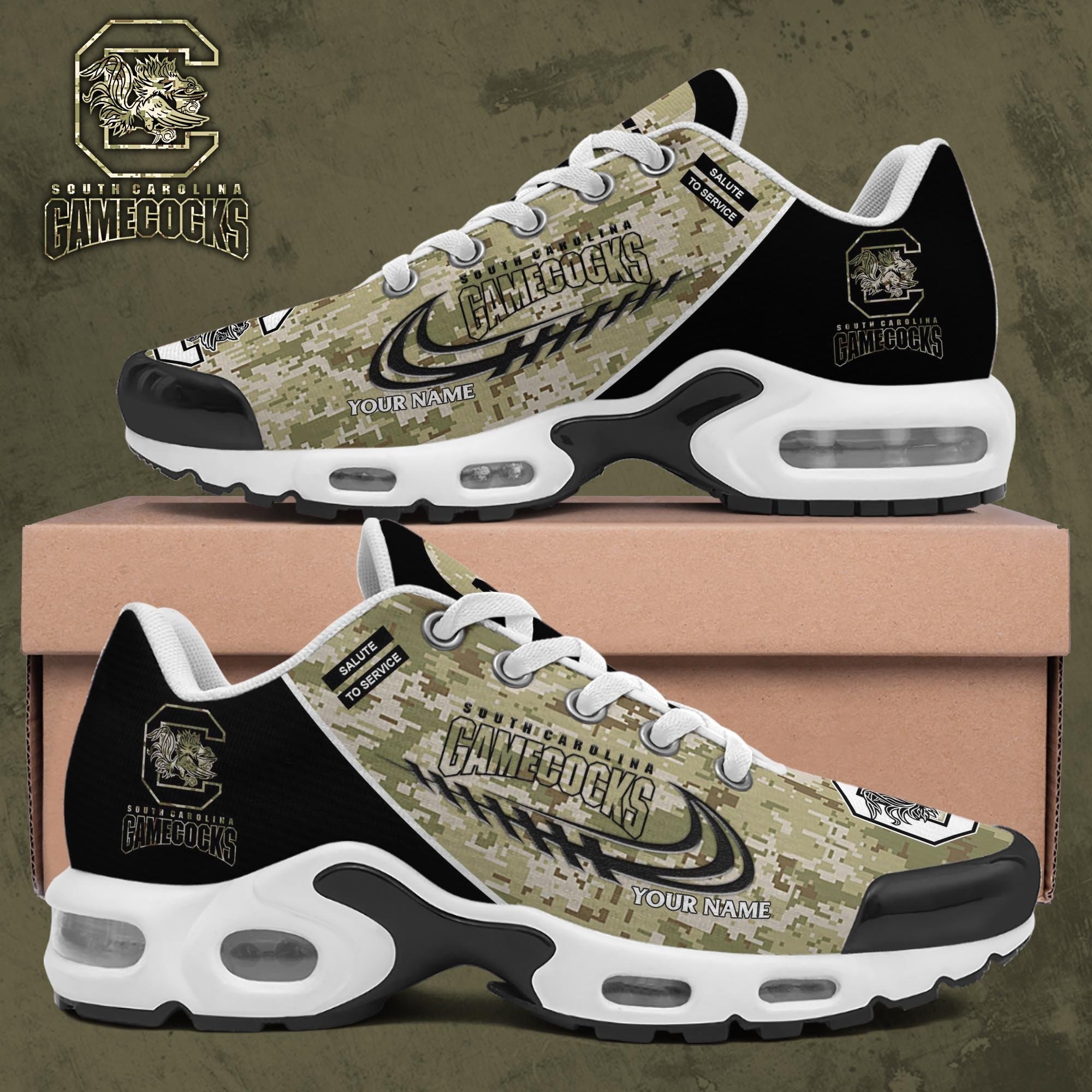 South Carolina Gamecocks Shoes 2025 Version Custom Name Camouflage Shoes For Football Lovers Image