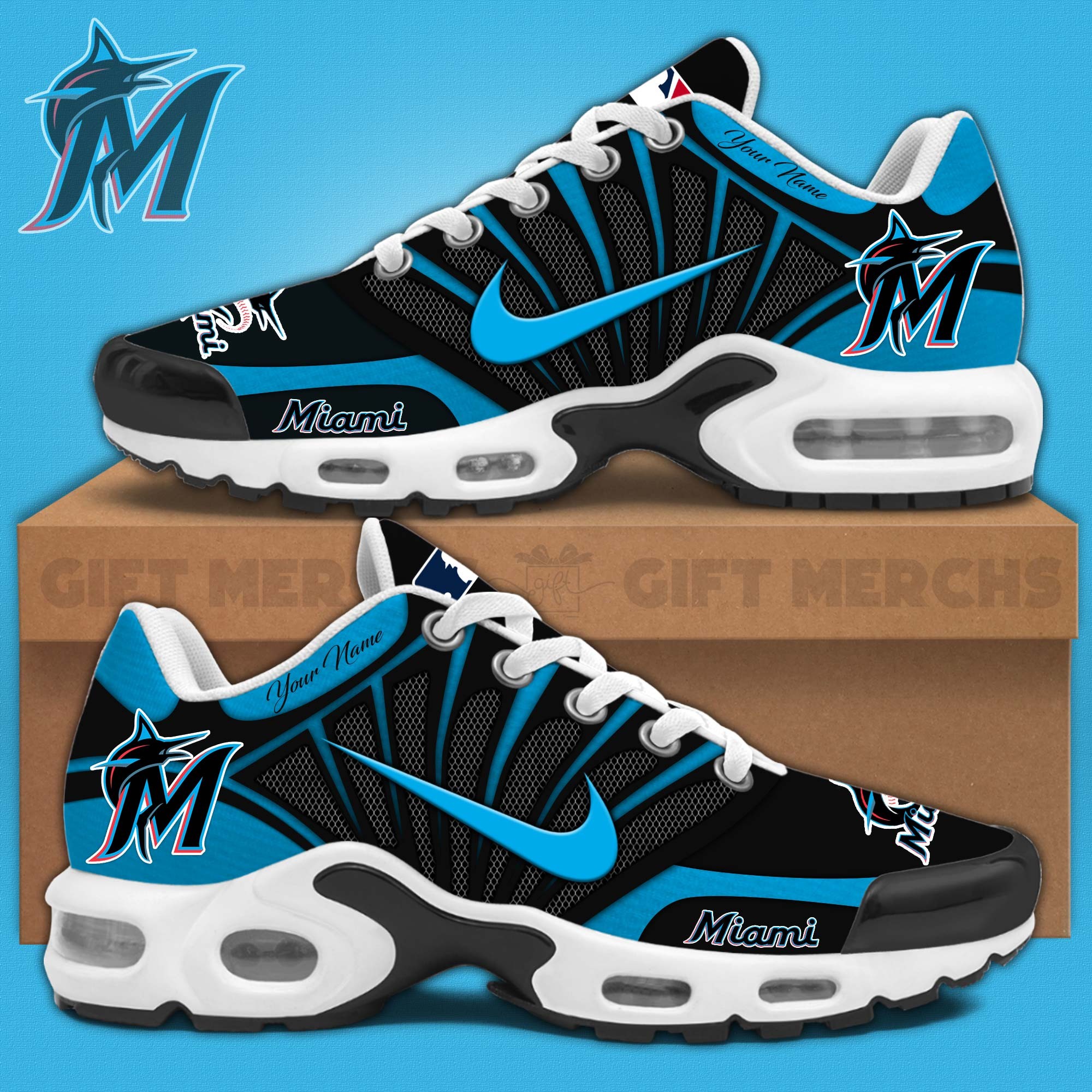 Miami Marlins Air Max Plus Shoes Sneakers For Men And Women Image
