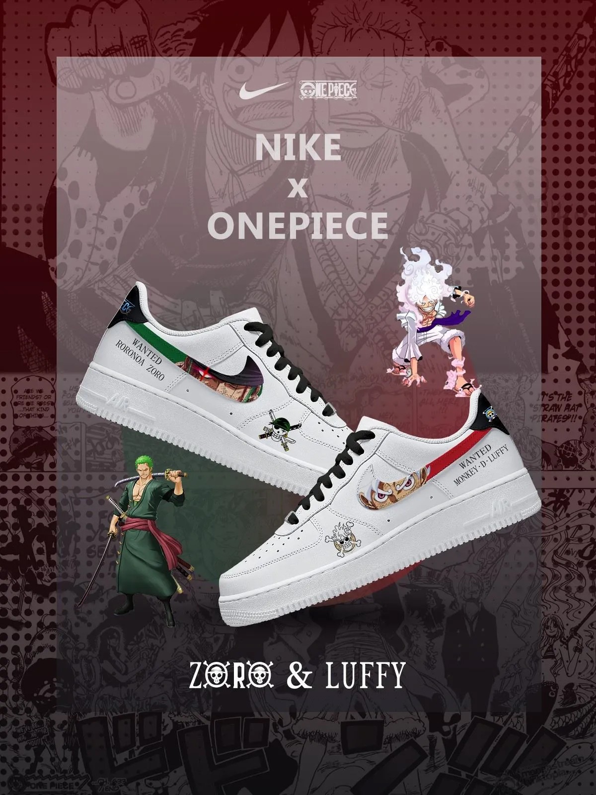 One Piece Luffy And Zoro Air Force 1 Shoes Sneakers Image