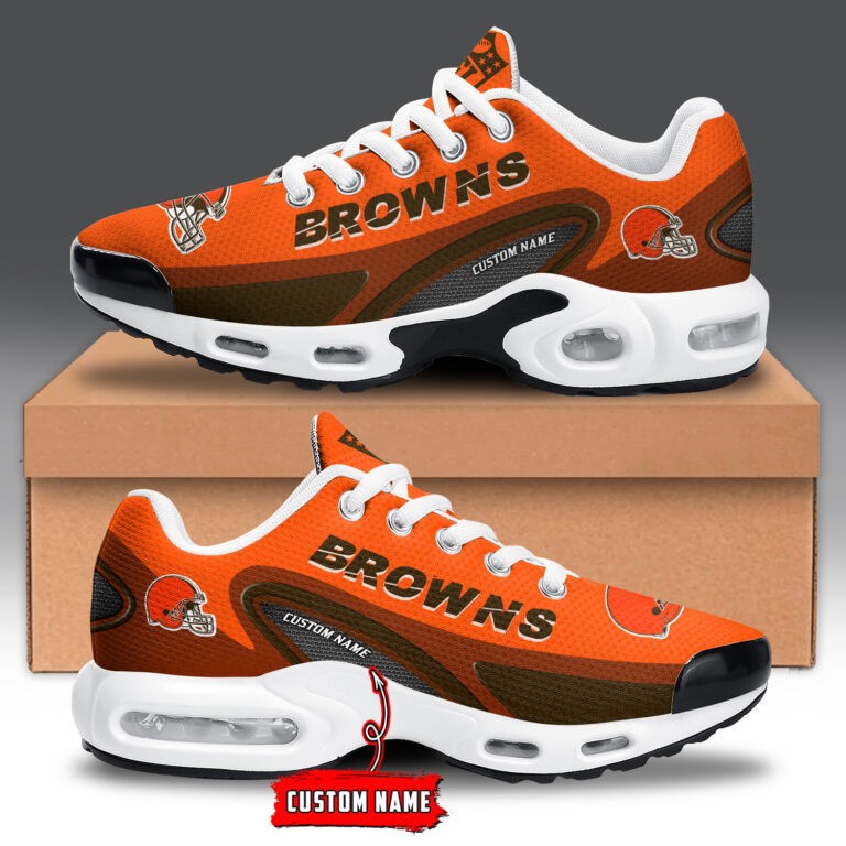 Cleveland Browns Personalized Name Team Logo Mix Colors Oval Line Shoes Air Cushion Sneakers Image