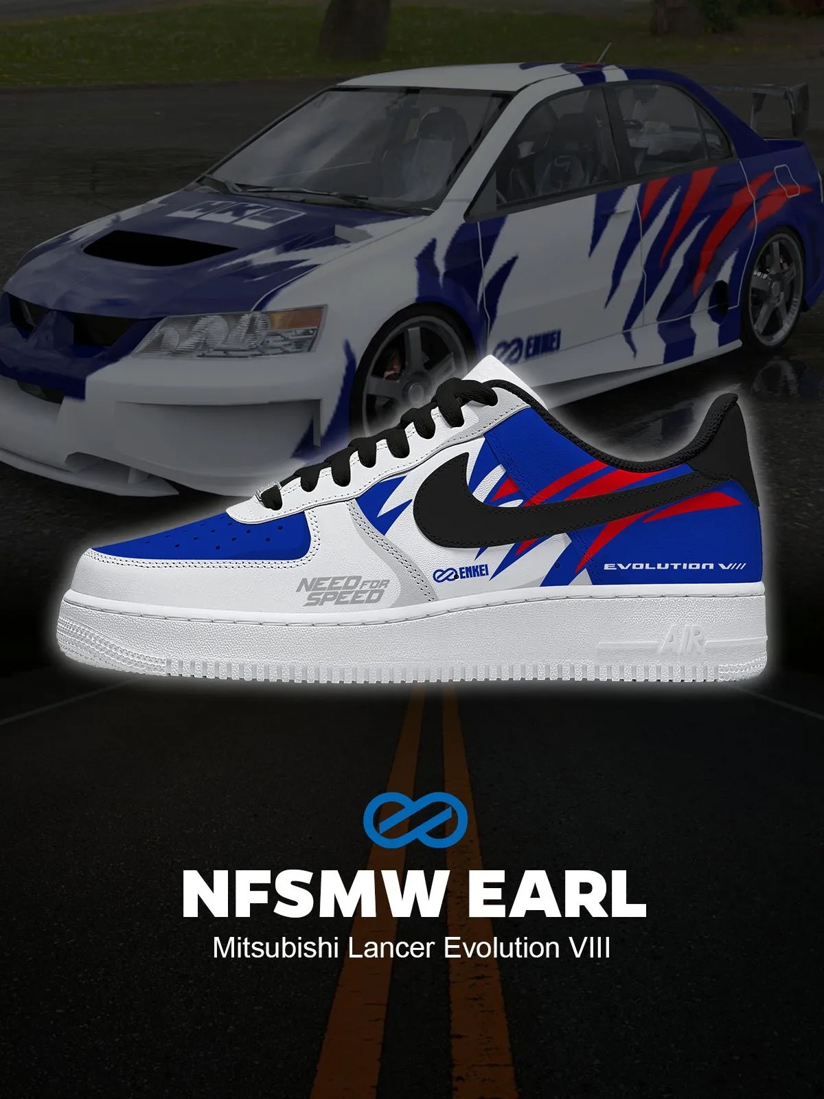Need For Speed Earl Lancer Evolution Viii Air Force 1 Shoes Sneakers Image