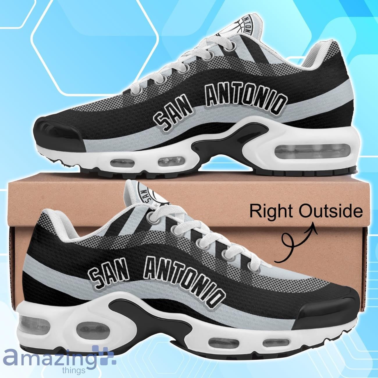 San Antonio Spurs Nba Basketball Team Colors Waves Shoes Air Cushion Sneakers Image