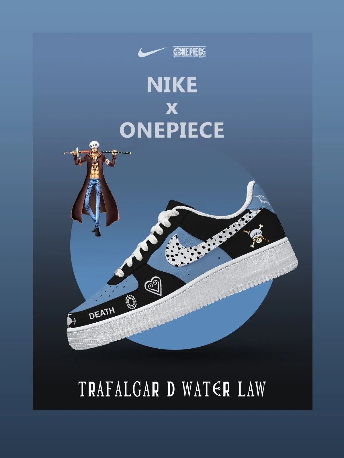 One Piece Trafalgar D Water Law Air Force 1 Shoes Sneakers Version1 Image