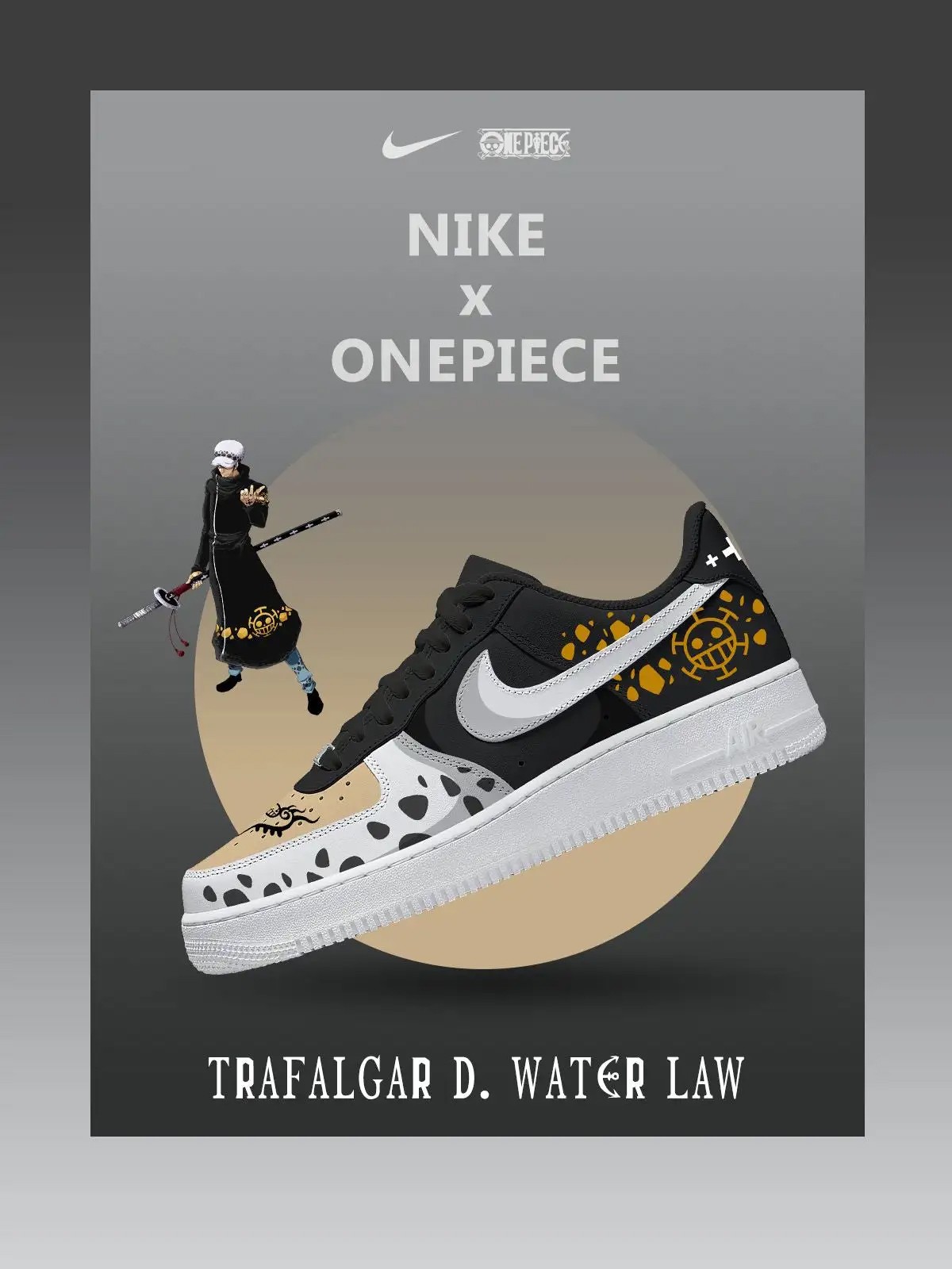 One Piece Trafalgar D Water Law Air Force 1 Shoes Sneakers Version 2 Image