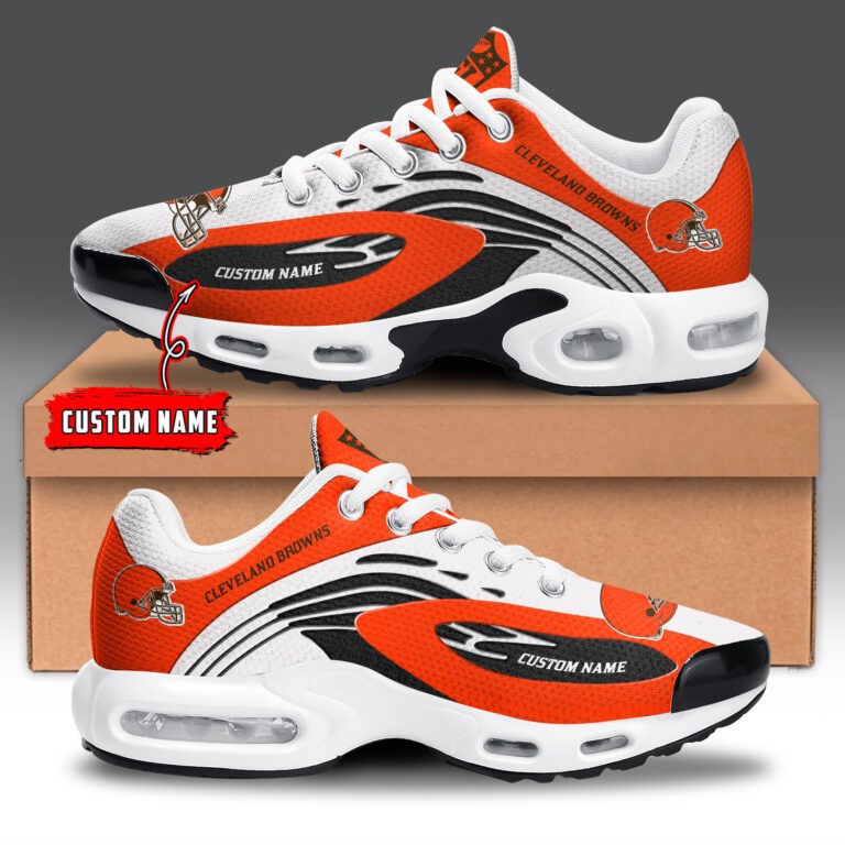 Cleveland Browns Personalized Name Team Logo Mix Colors Wave Line Shoes Air Cushion Sneakers Image