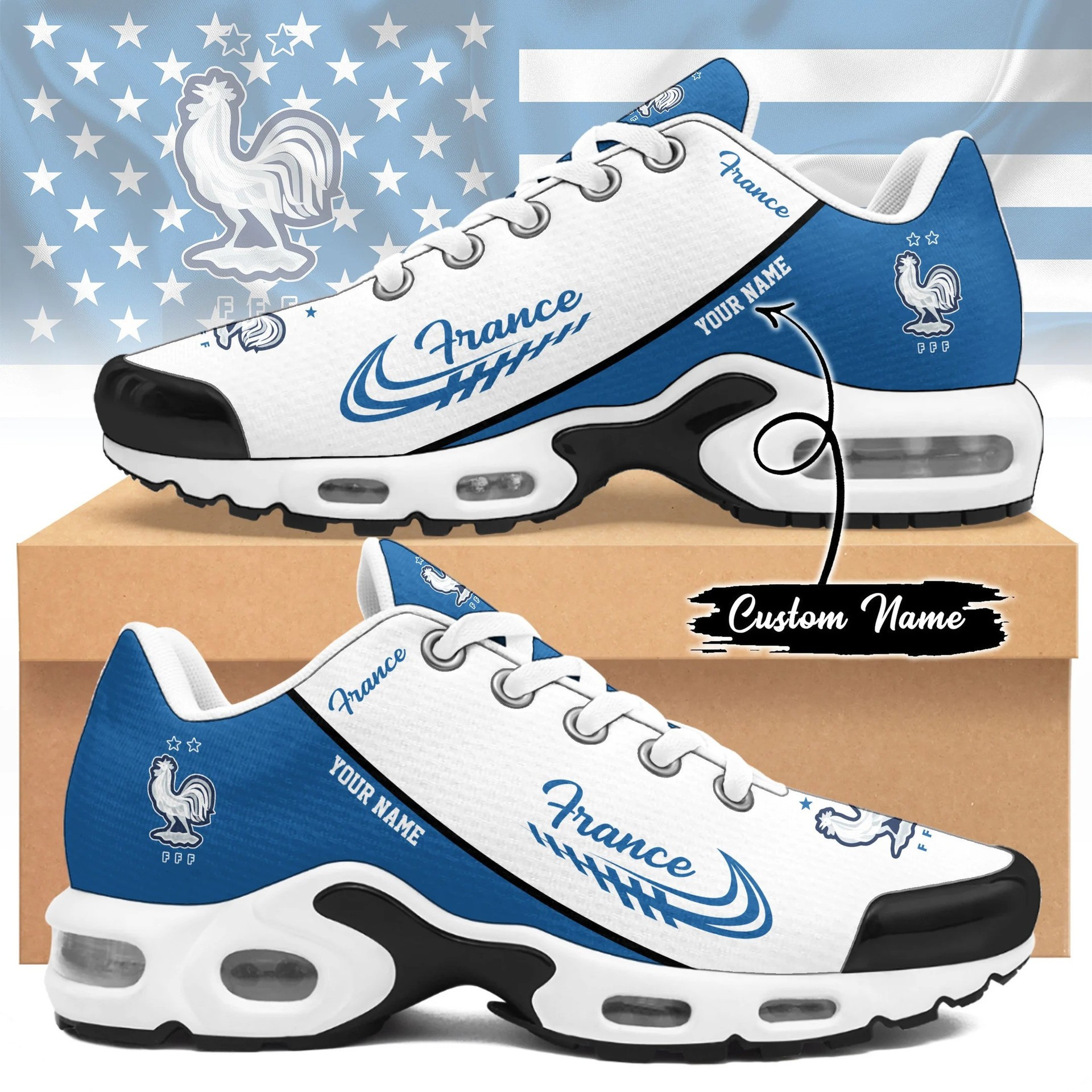 Custom Name France Football Global Soccer Event 2026 Air Cushion Sneakers Image