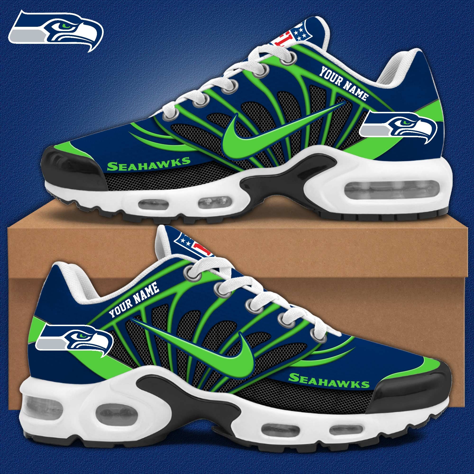 Seattle Seahawks Air Max Plus Shoes Sneakers For Men And Women Image